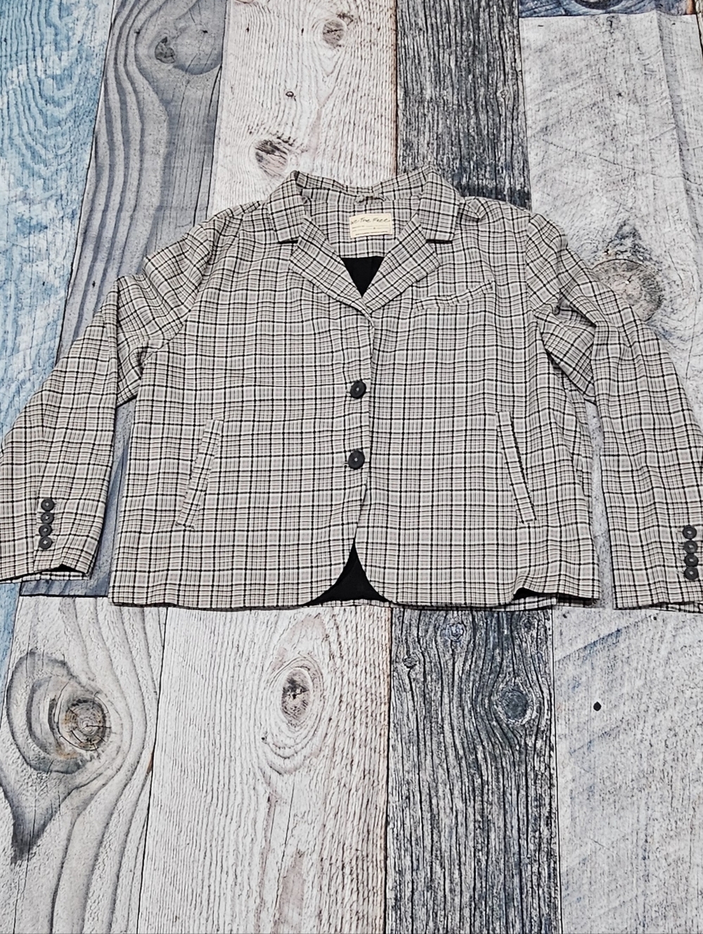 Free People We The Free Cali Plaid Blazer Women's Size Large Jacket Academia - Picture 2 of 9